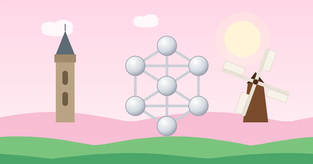 Illustration : Atomium, beffroi et moulin, symboles de la Belgique
