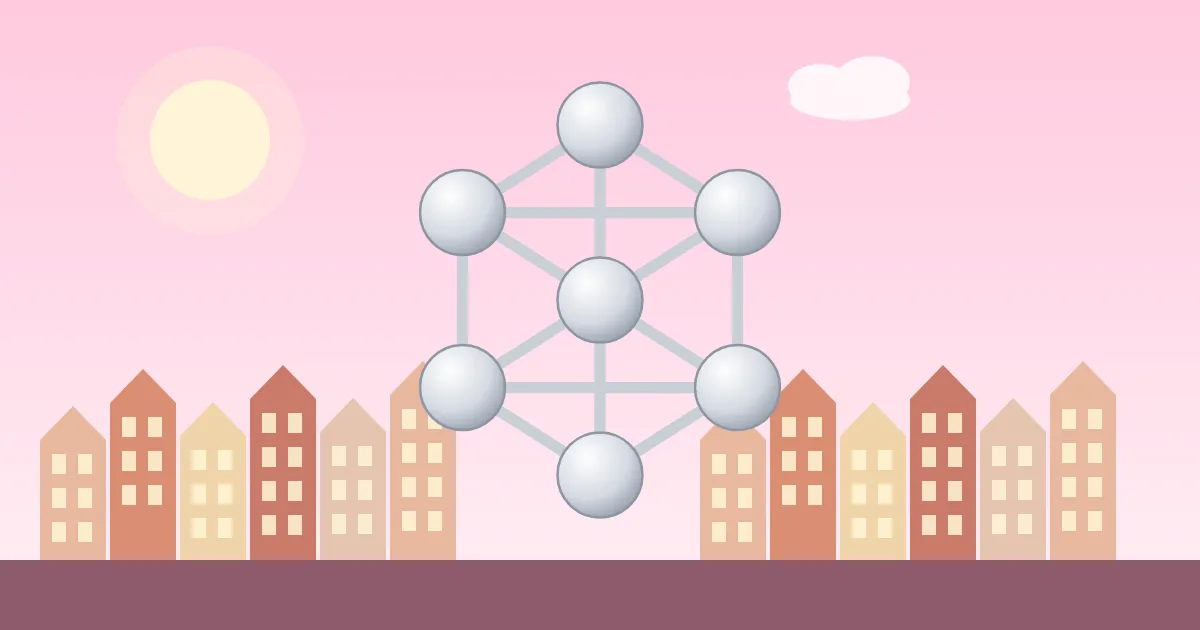 Illustration : l'Atomium et les façades de Bruxelles