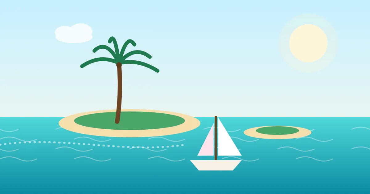 Illustration : lagon turquoise, îlots et bateau de Mayotte