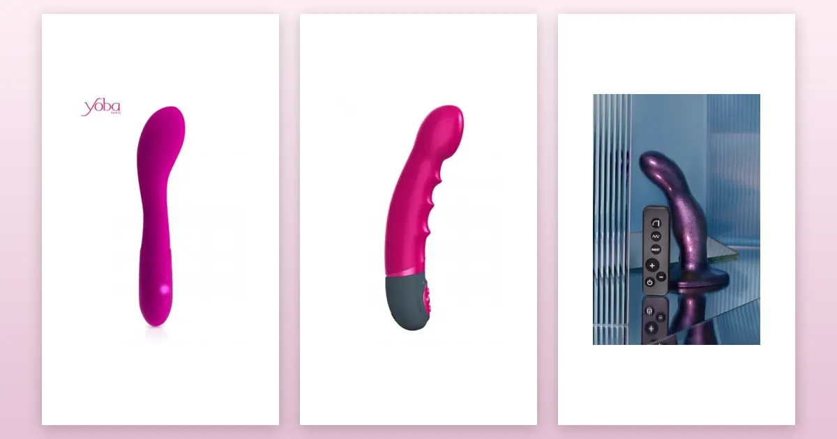 Vibromasseurs point G : Vibromasseur point G Betty, Vibromasseur Too Much, Dildo fingering et vibrant aubergine